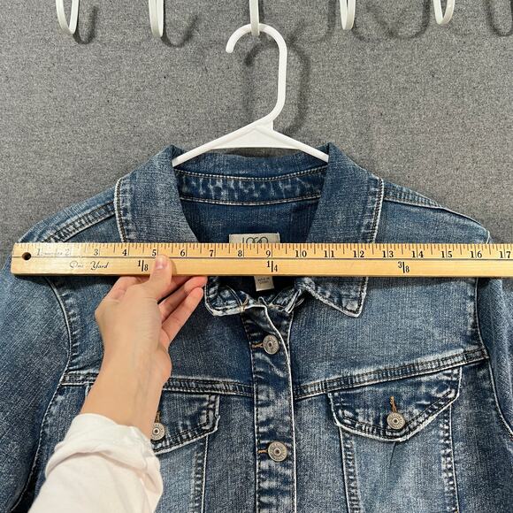 LOGO by Lori Goldstein Denim Jacket with Frayed Hem Medium Vintage Reg 16 - Picture 7 of 9